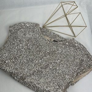 Rachel Zoe Silvery Taupe Sequined Top